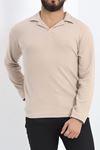 Polo Yaka Uzun Kol Erkek Sweatshirt Taş - 20127.1874.